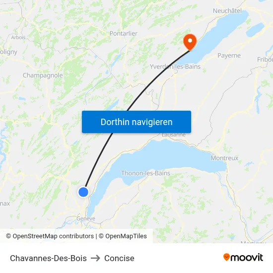 Chavannes-Des-Bois to Concise map