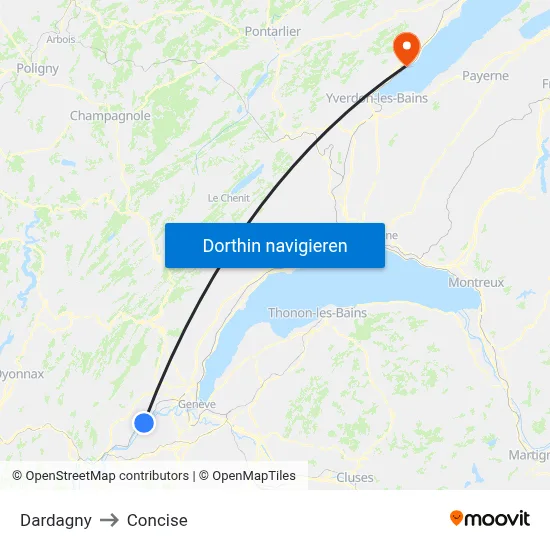 Dardagny to Concise map