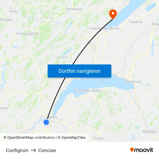 Confignon to Concise map