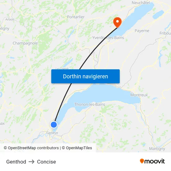 Genthod to Concise map