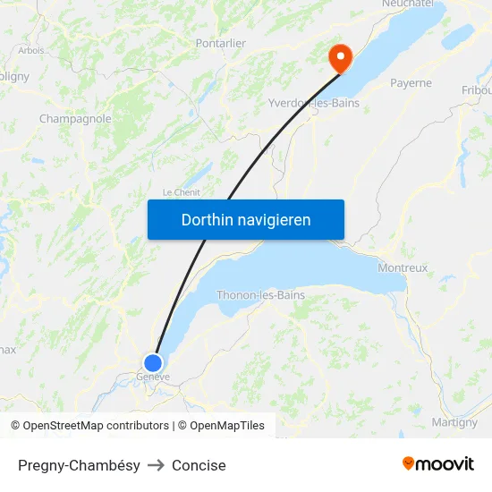 Pregny-Chambésy to Concise map