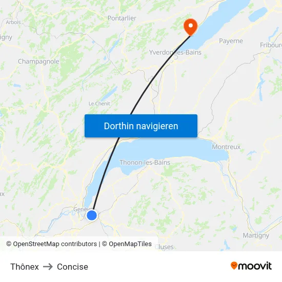 Thônex to Concise map