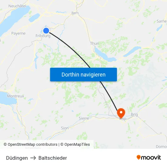 Düdingen to Baltschieder map
