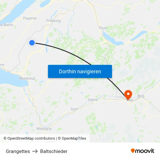 Grangettes to Baltschieder map