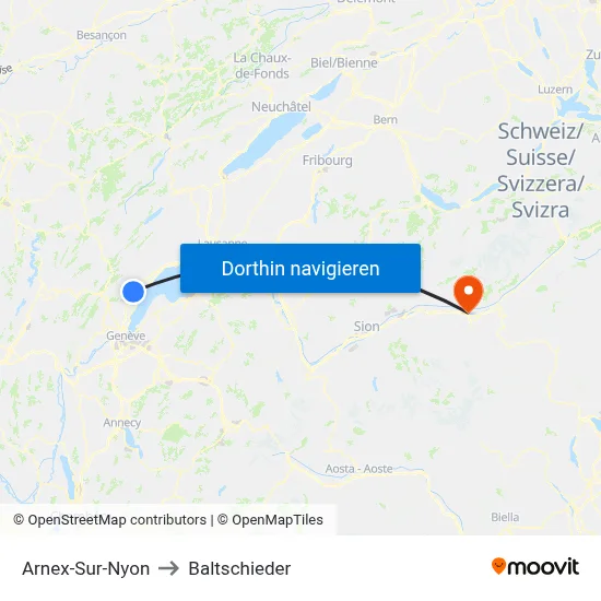 Arnex-Sur-Nyon to Baltschieder map