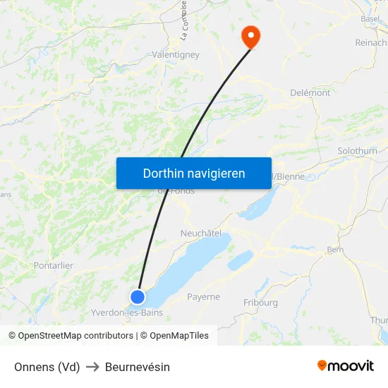 Onnens (Vd) to Beurnevésin map