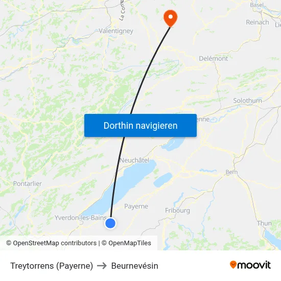 Treytorrens (Payerne) to Beurnevésin map