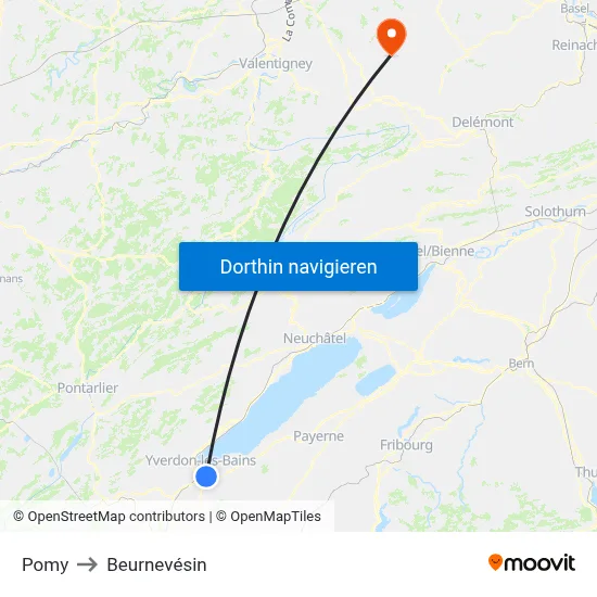 Pomy to Beurnevésin map