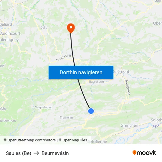 Saules (Be) to Beurnevésin map