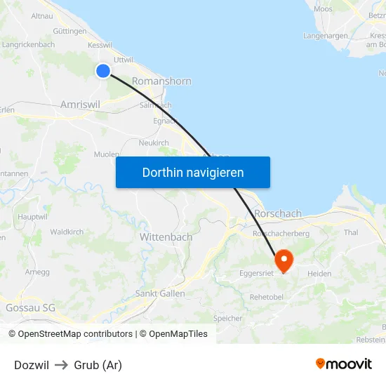Dozwil to Grub (Ar) map