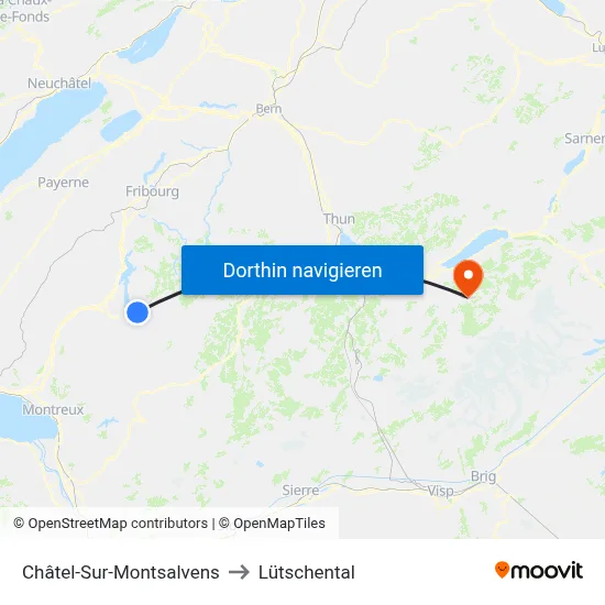 Châtel-Sur-Montsalvens to Lütschental map