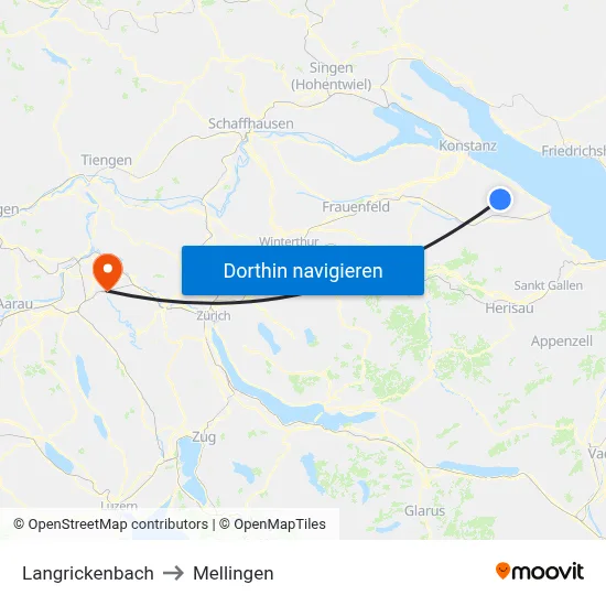 Langrickenbach to Mellingen map