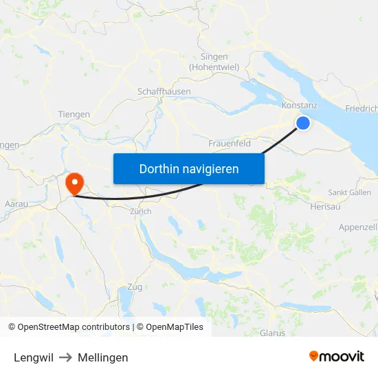 Lengwil to Mellingen map