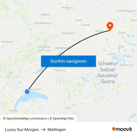 Lussy-Sur-Morges to Mellingen map
