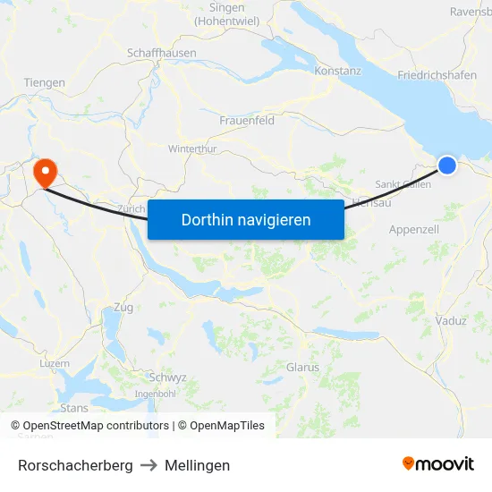 Rorschacherberg to Mellingen map