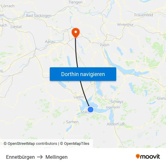 Ennetbürgen to Mellingen map