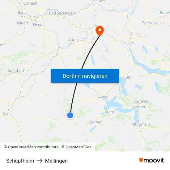 Schüpfheim to Mellingen map