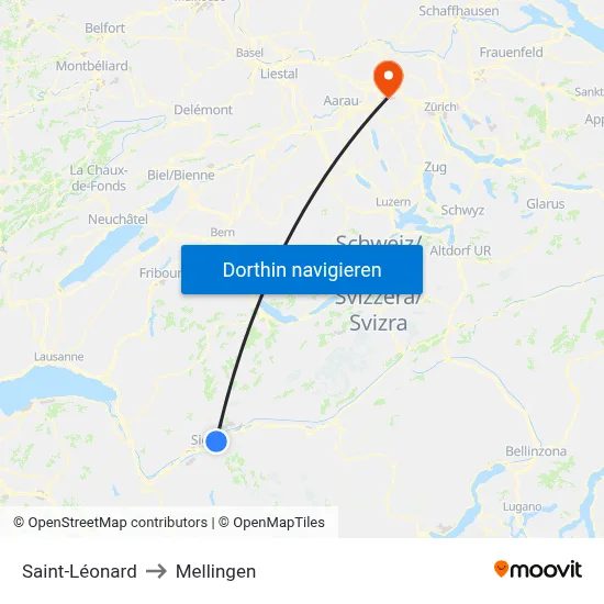 Saint-Léonard to Mellingen map