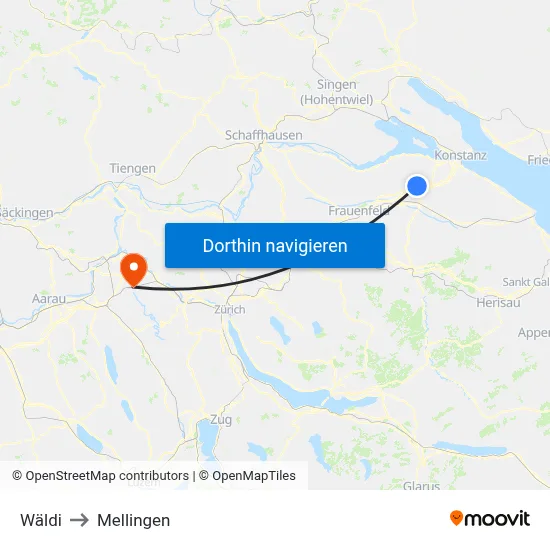 Wäldi to Mellingen map