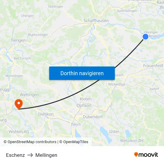 Eschenz to Mellingen map