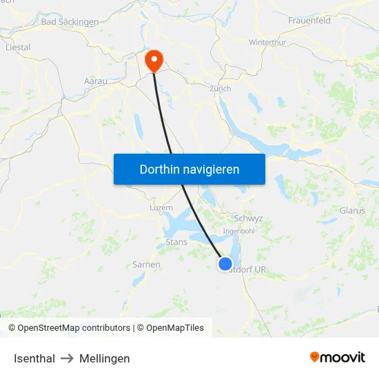 Isenthal to Mellingen map