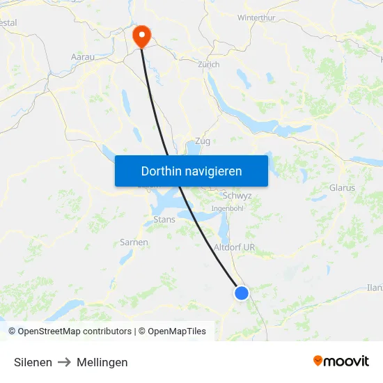 Silenen to Mellingen map