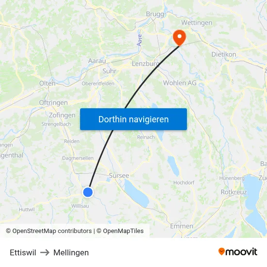 Ettiswil to Mellingen map