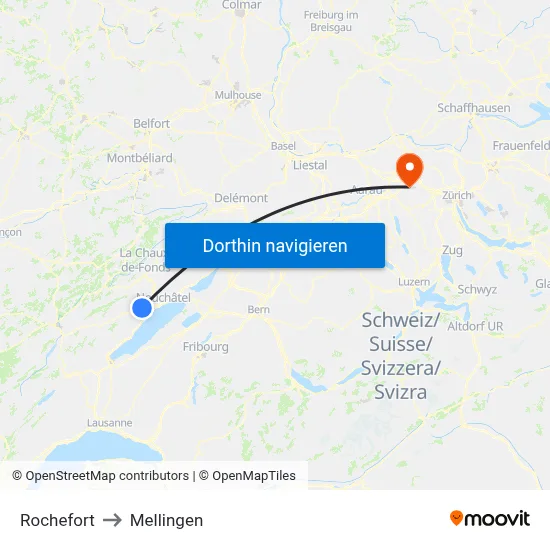 Rochefort to Mellingen map