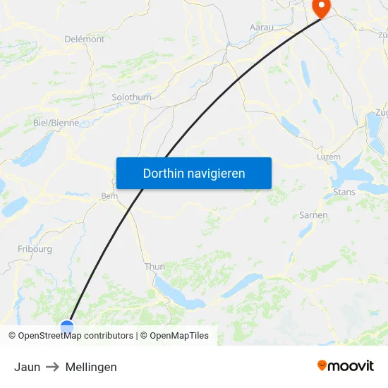 Jaun to Mellingen map