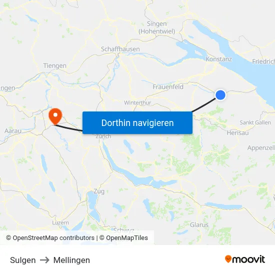 Sulgen to Mellingen map