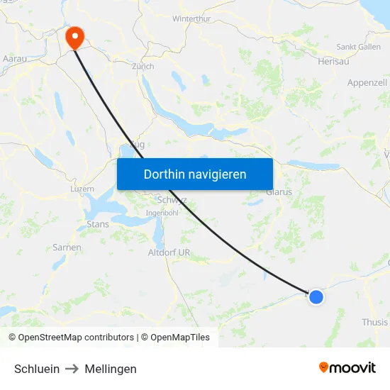 Schluein to Mellingen map