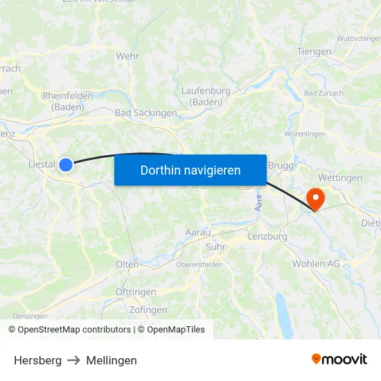 Hersberg to Mellingen map