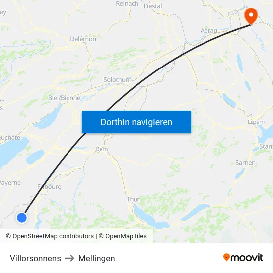 Villorsonnens to Mellingen map