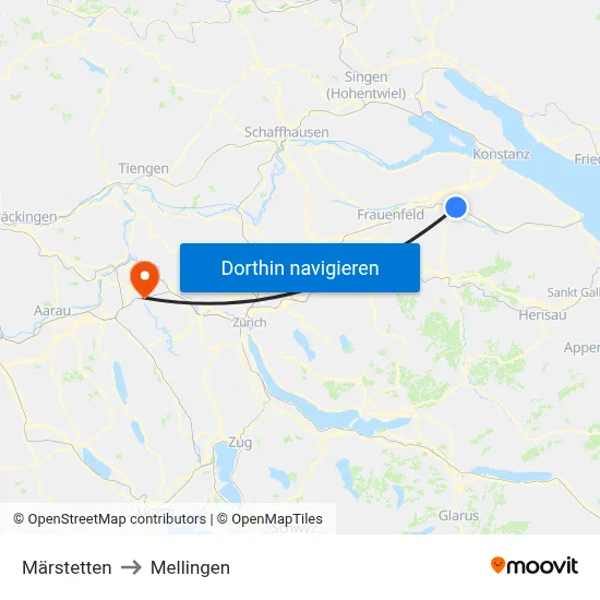 Märstetten to Mellingen map