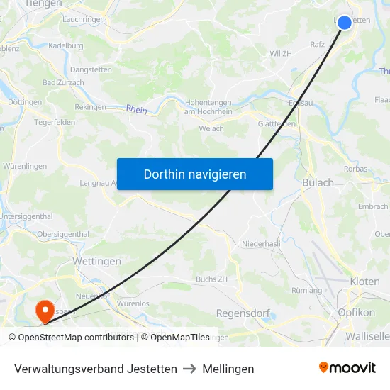 Verwaltungsverband Jestetten to Mellingen map