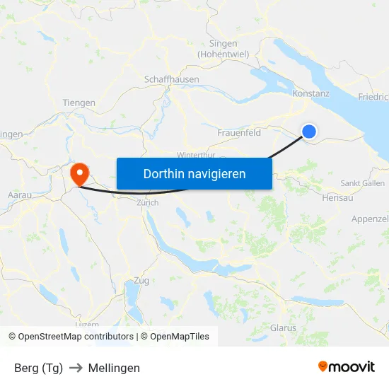 Berg (Tg) to Mellingen map