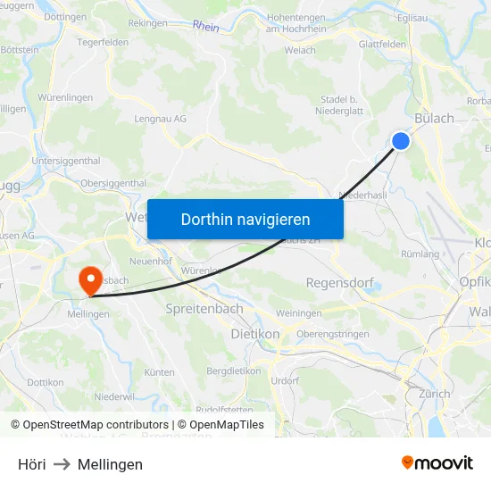Höri to Mellingen map