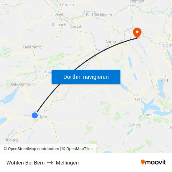 Wohlen Bei Bern to Mellingen map