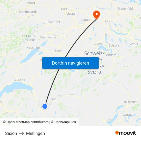 Saxon to Mellingen map
