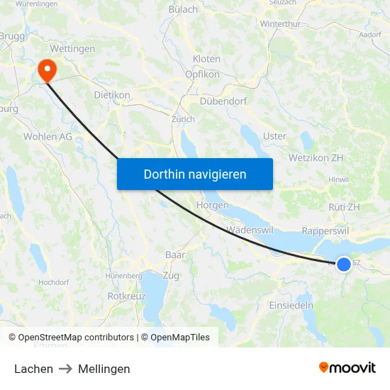 Lachen to Mellingen map