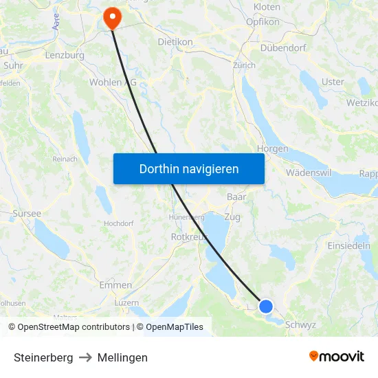 Steinerberg to Mellingen map