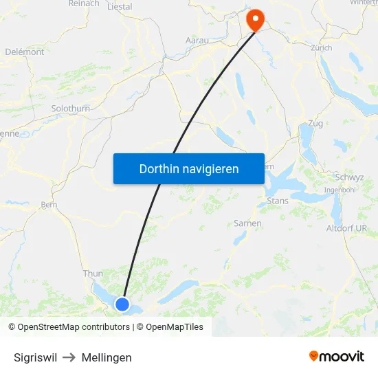 Sigriswil to Mellingen map