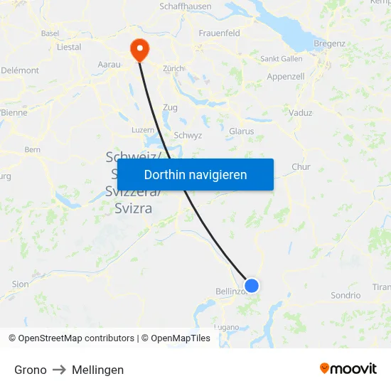 Grono to Mellingen map