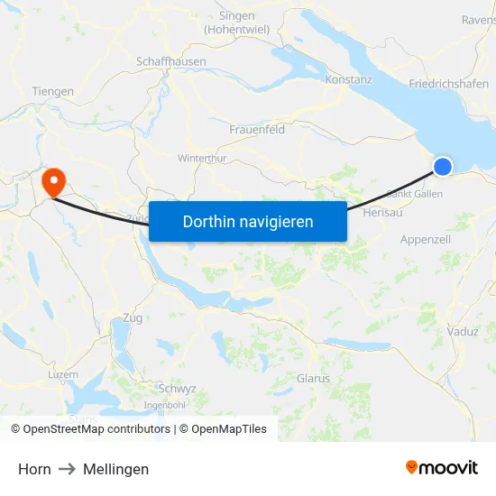 Horn to Mellingen map