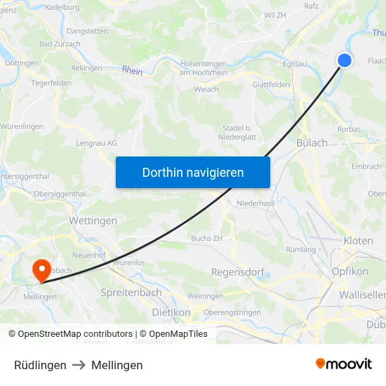 Rüdlingen to Mellingen map