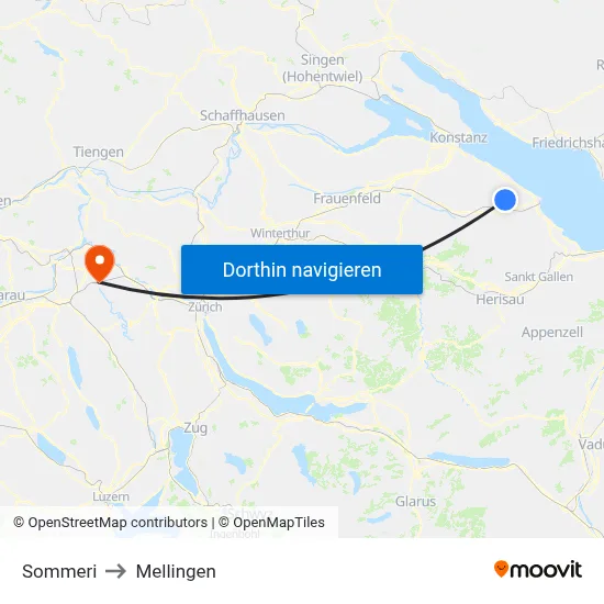 Sommeri to Mellingen map