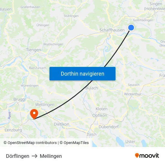 Dörflingen to Mellingen map