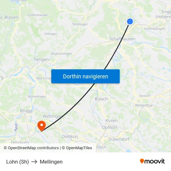 Lohn (Sh) to Mellingen map