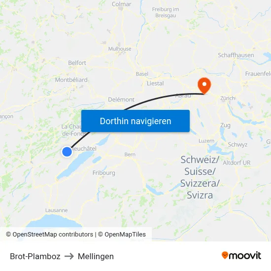Brot-Plamboz to Mellingen map