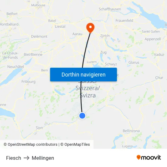 Fiesch to Mellingen map